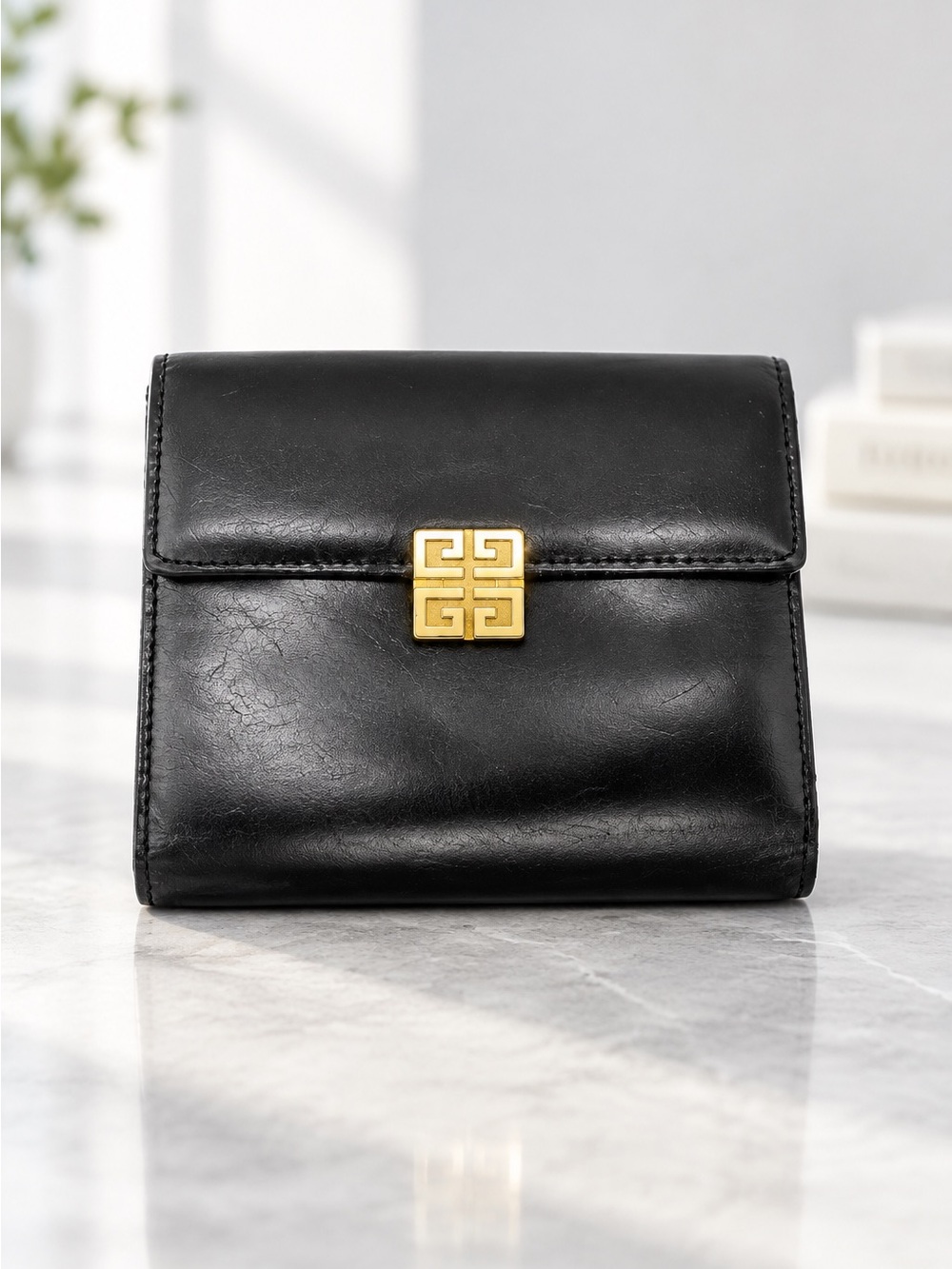 Givenchy G-Logo Bi-Fold Calfskin Black Leather Wallet
